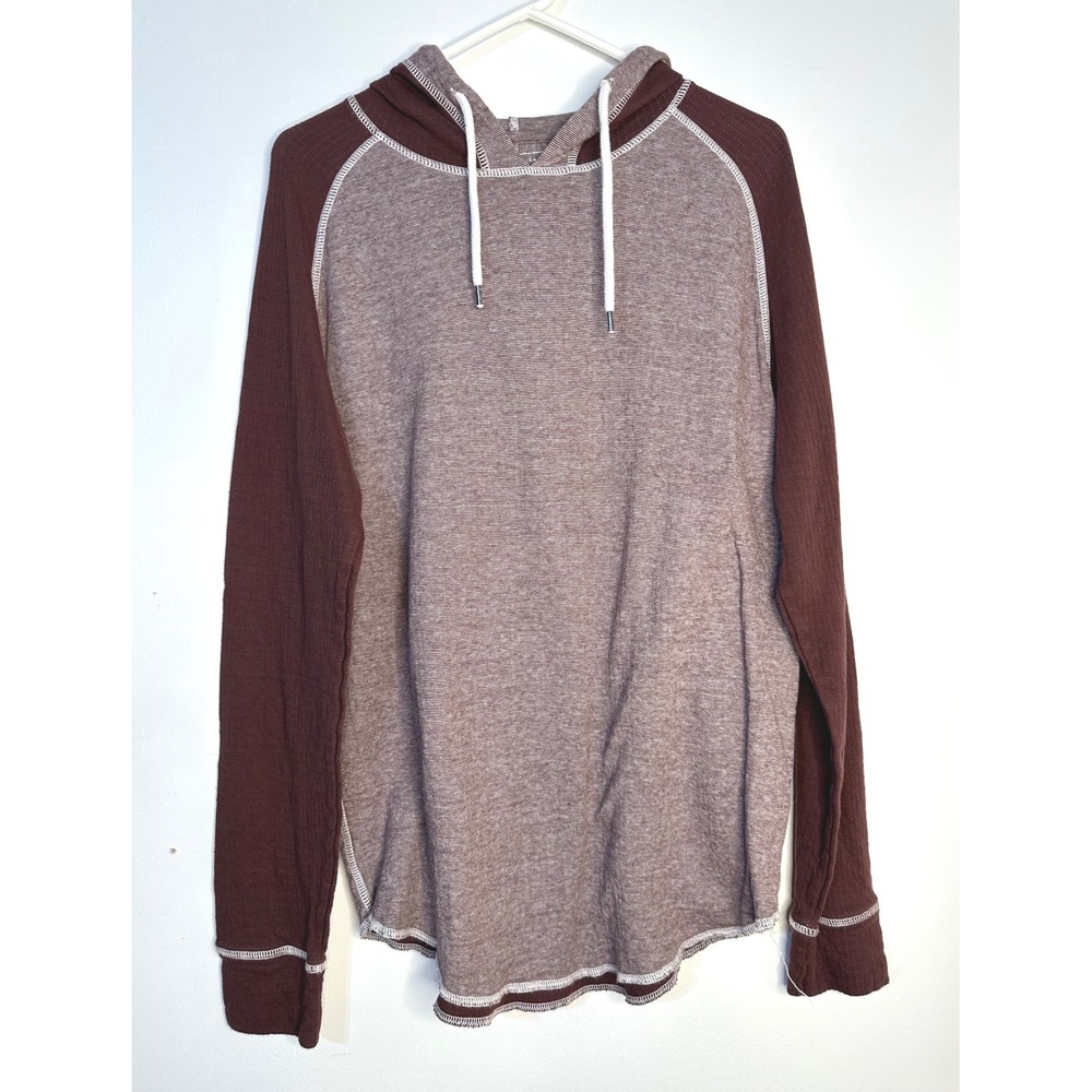 BKE Hoodie Women Large Brown Excellent Raglan Sleeve Cotton Waffle Knit B4381